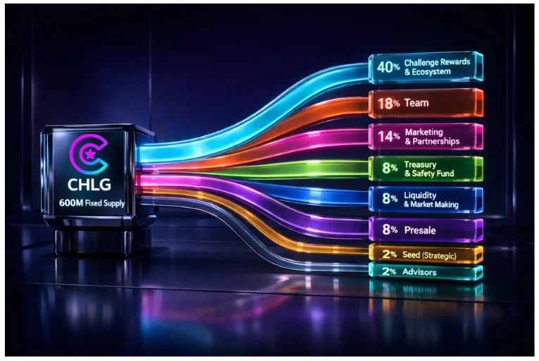 CHLG 600M tokenomics allocation flow